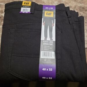 Caterpillar Black Fleece Lined Canvas Pants